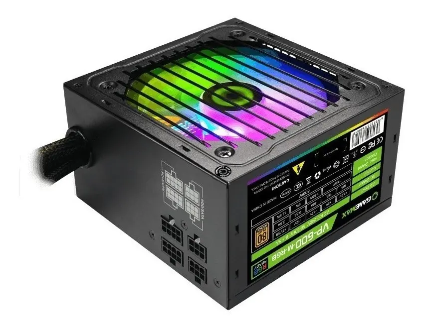 FUENTE DE PODER PARA PC GAMEMAX VP SERIES VP-600-RGB 600W NEGRA - 1