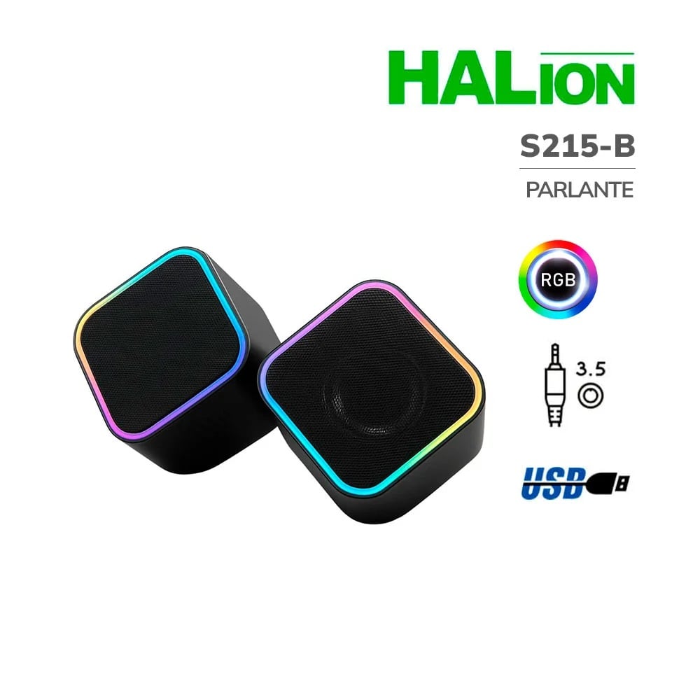 PARLANTE GAMER USB HALION S215 NEGRO RGB  - PARL0023 - 1