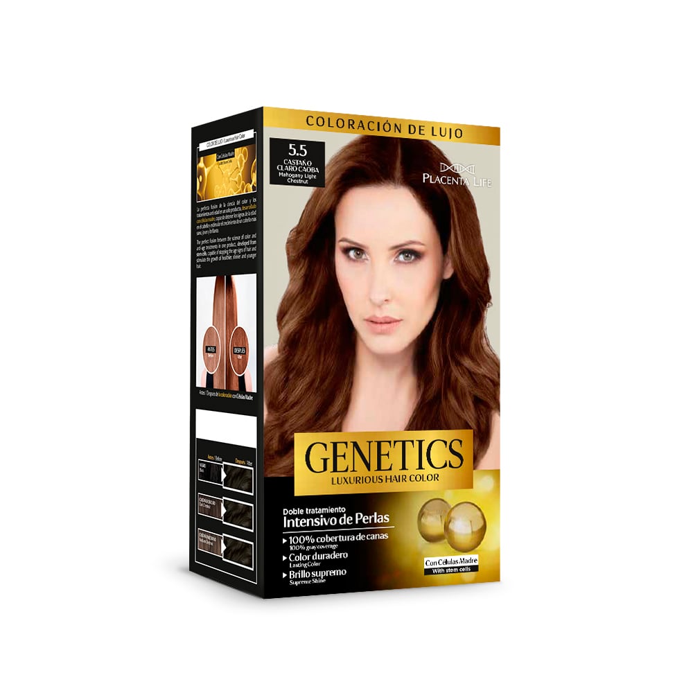 GENETICS KIT DE TINTE 5.5 CASTAÑO CLARO CAOBA - 1