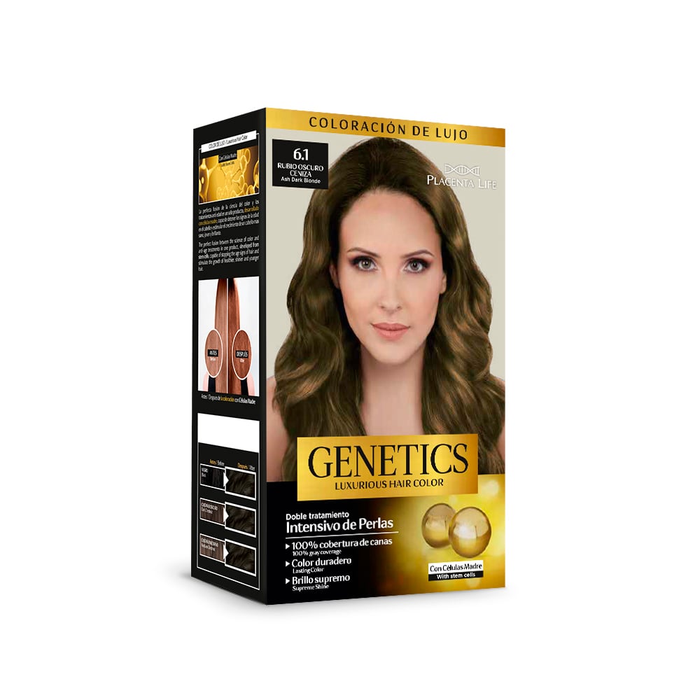 GENETICS KIT DE TINTE 6.1 RUBIO OSCURO CENIZA - 1