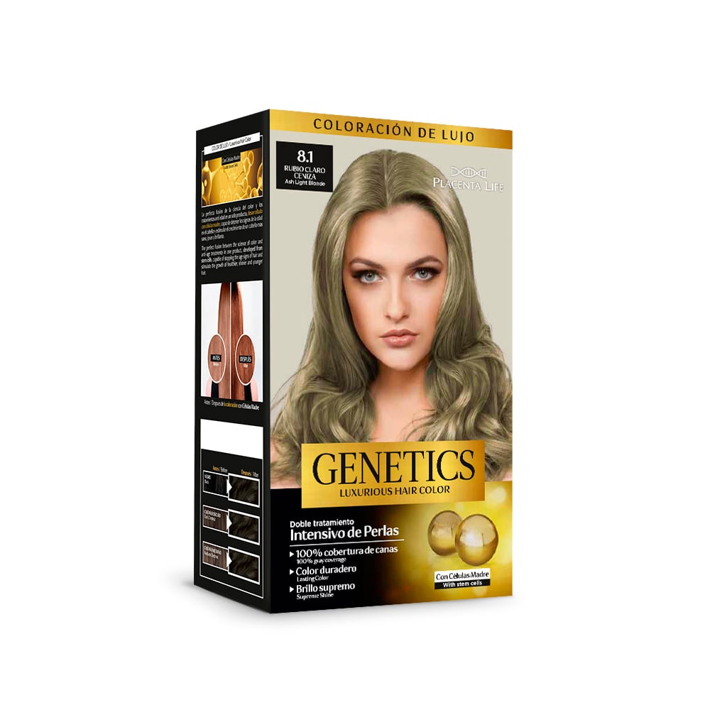 GENETICS KIT DE TINTE 8.1 RUBIO CLARO CENIZO - 1