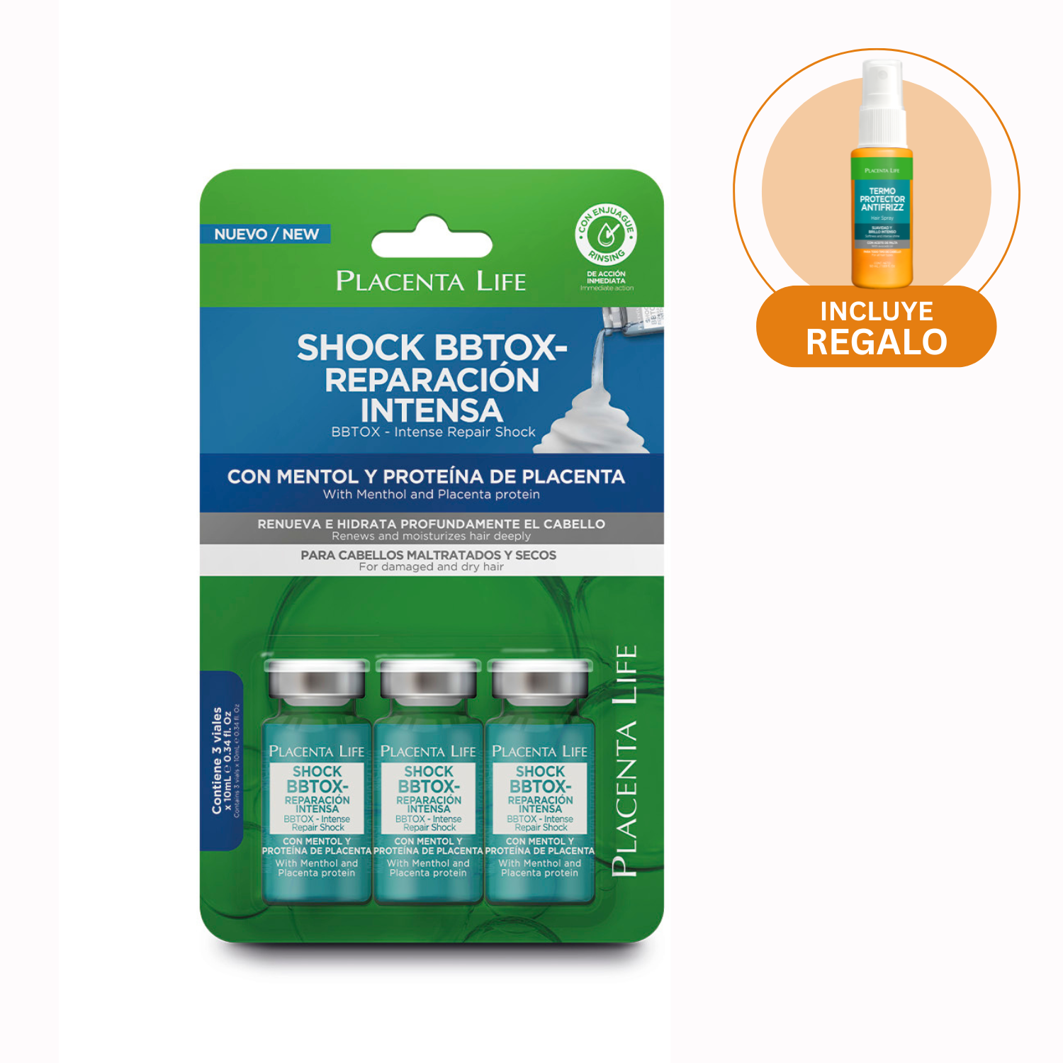 TRATAMIENTO PLACENTA LIFE 10ML SHOCK BBTOX REPARACIÓN INTENSA BLÍSTER 3 UNIDS - 1