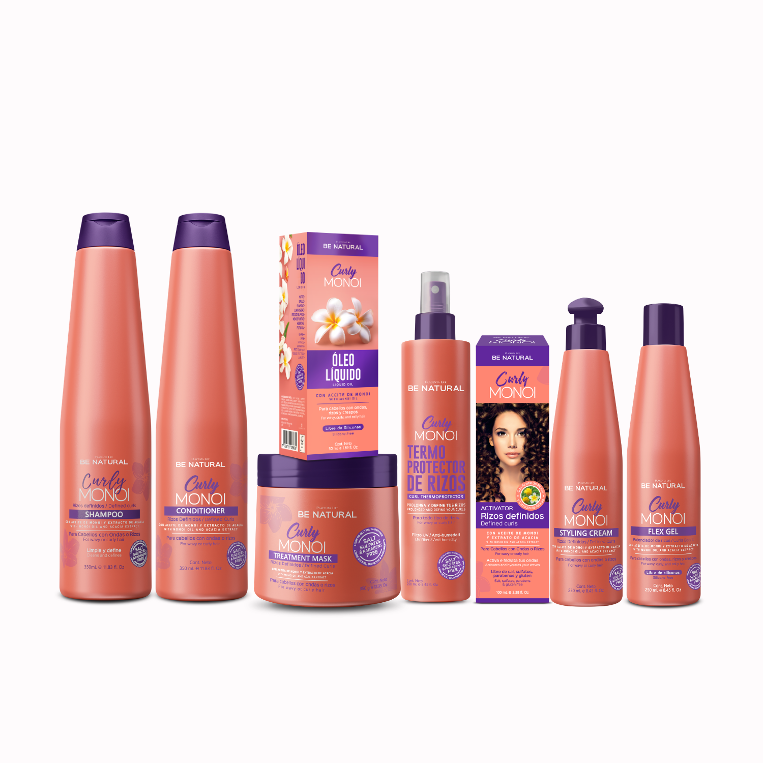 SET TRATAMIENTO CAPILAR BE NATURAL 350ML CURLY MONOI RIZOS DEFINIDOS - 1