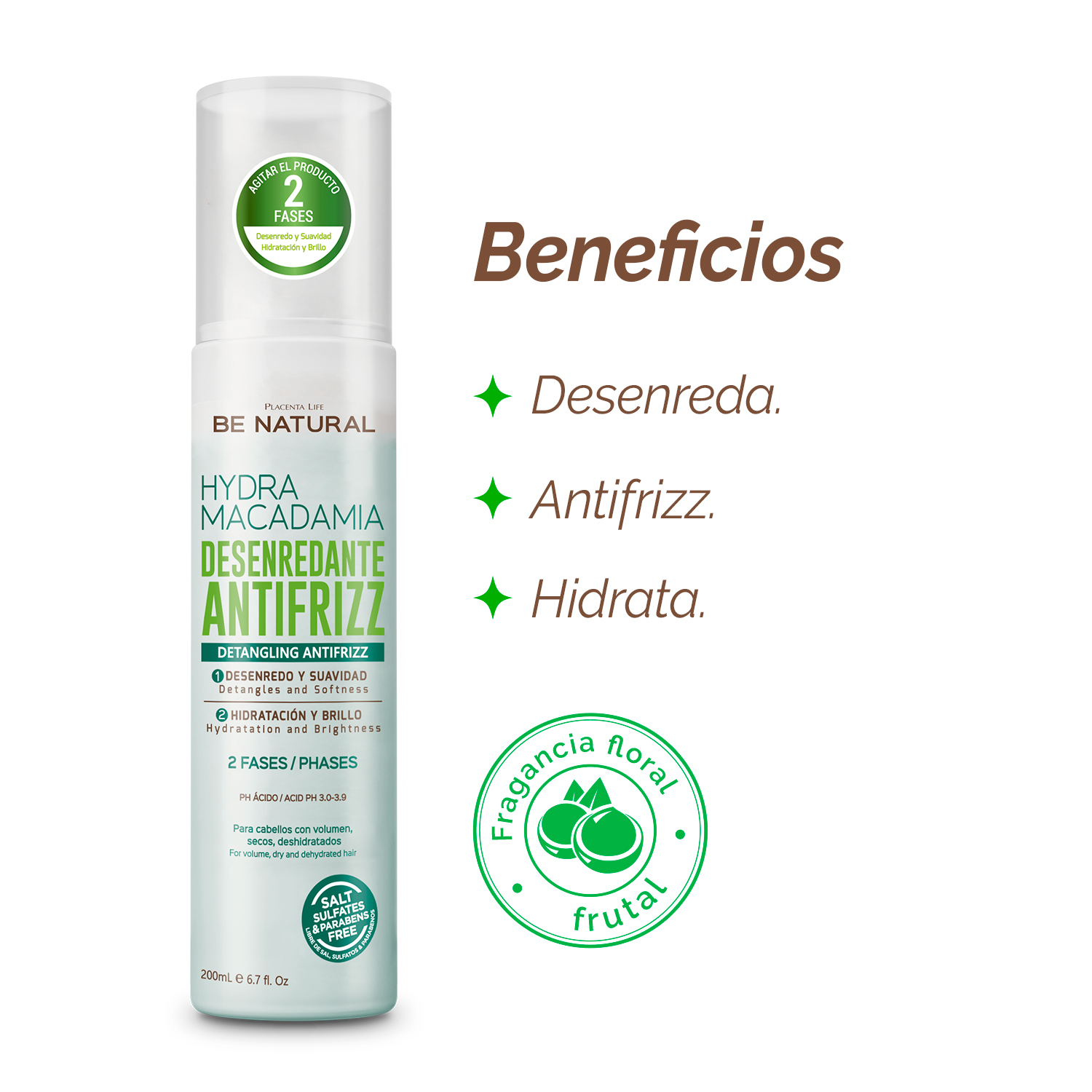 BE NATURAL COMBO DE VERANO ANTIFRIZZ HYDRA MACADAMIA 200ML+50ML - 2
