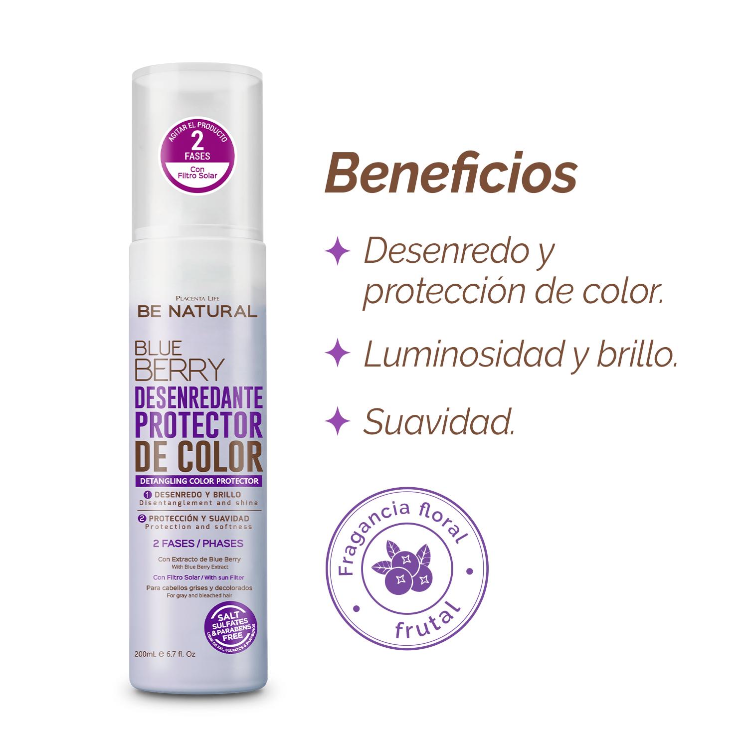 BE NATURAL COMBO DE VERANO PROTECTOR DE COLOR BLUE BERRY 200ML+50ML - 2