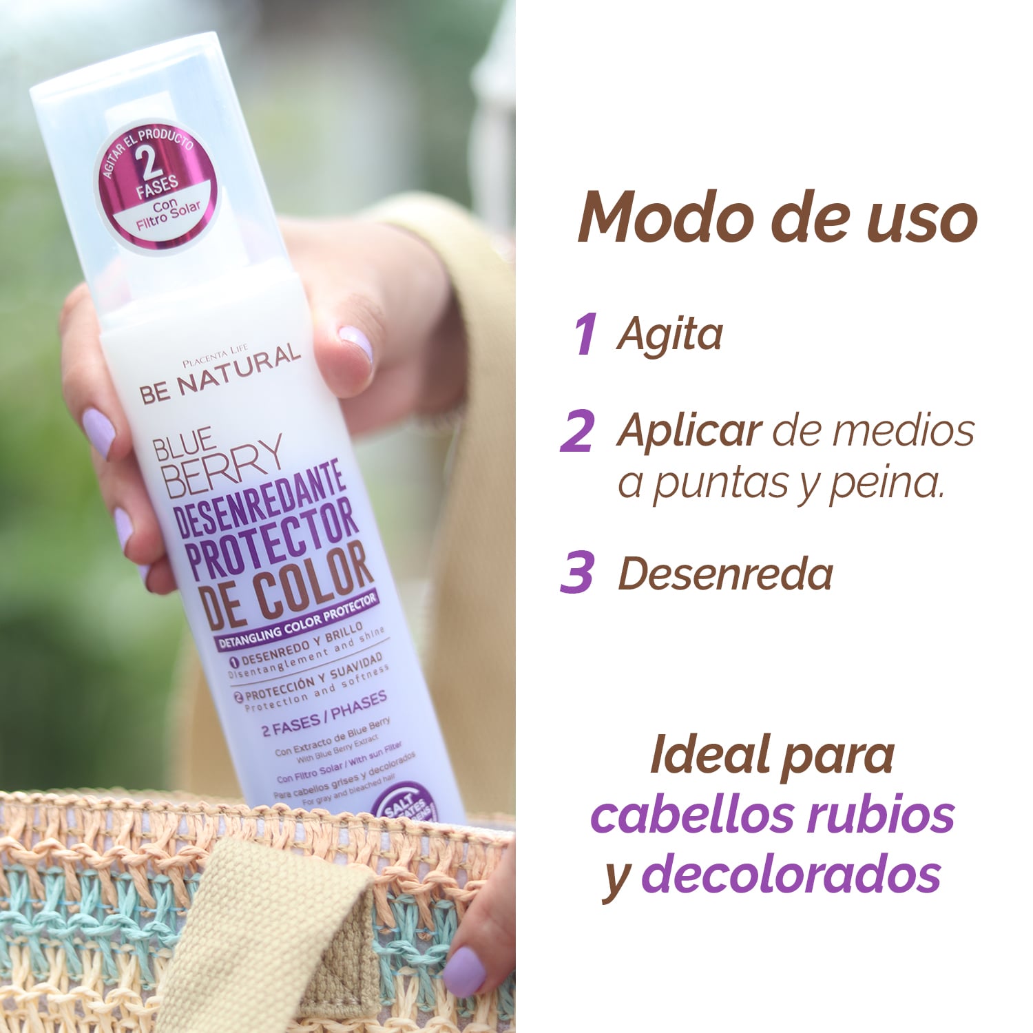 BE NATURAL COMBO DE VERANO PROTECTOR DE COLOR BLUE BERRY 200ML+50ML - 3