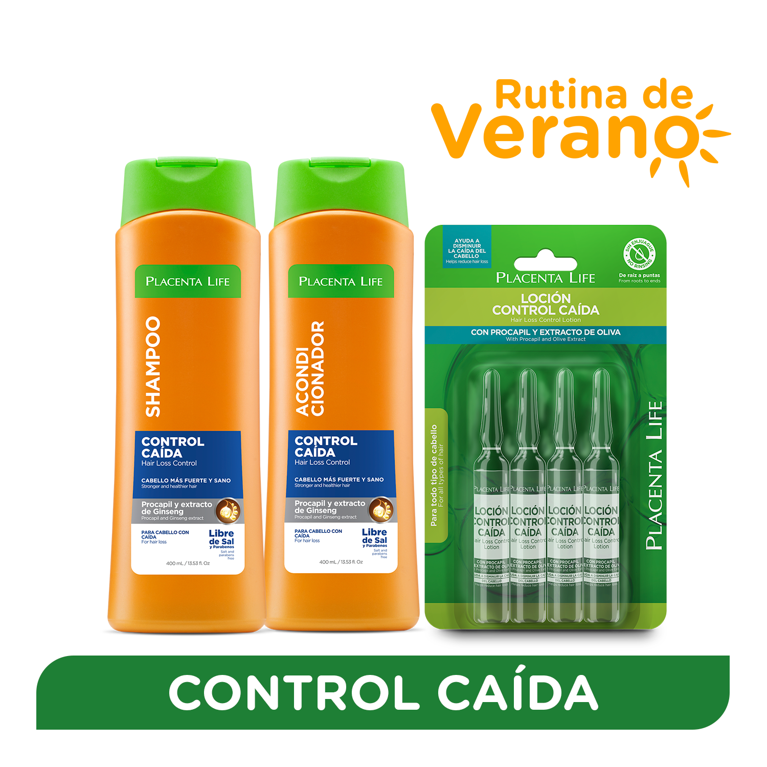 TRATAMIENTO PLACENTA LIFE RUTINA VERANO CONTROL CAÍDA - 1