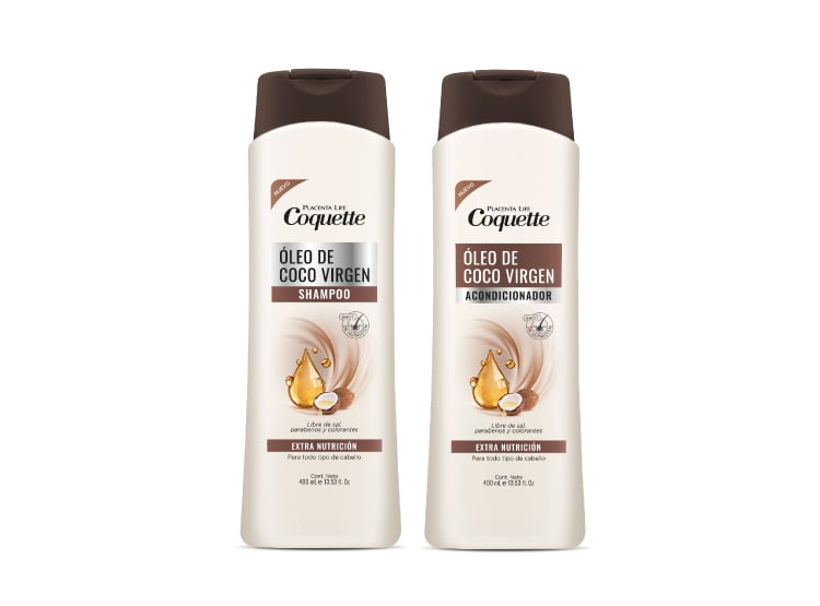 SHAMPOO Y ACONDICIONADOR ÓLEO DE COCO VIRGEN 400ML COQUETTE - 1