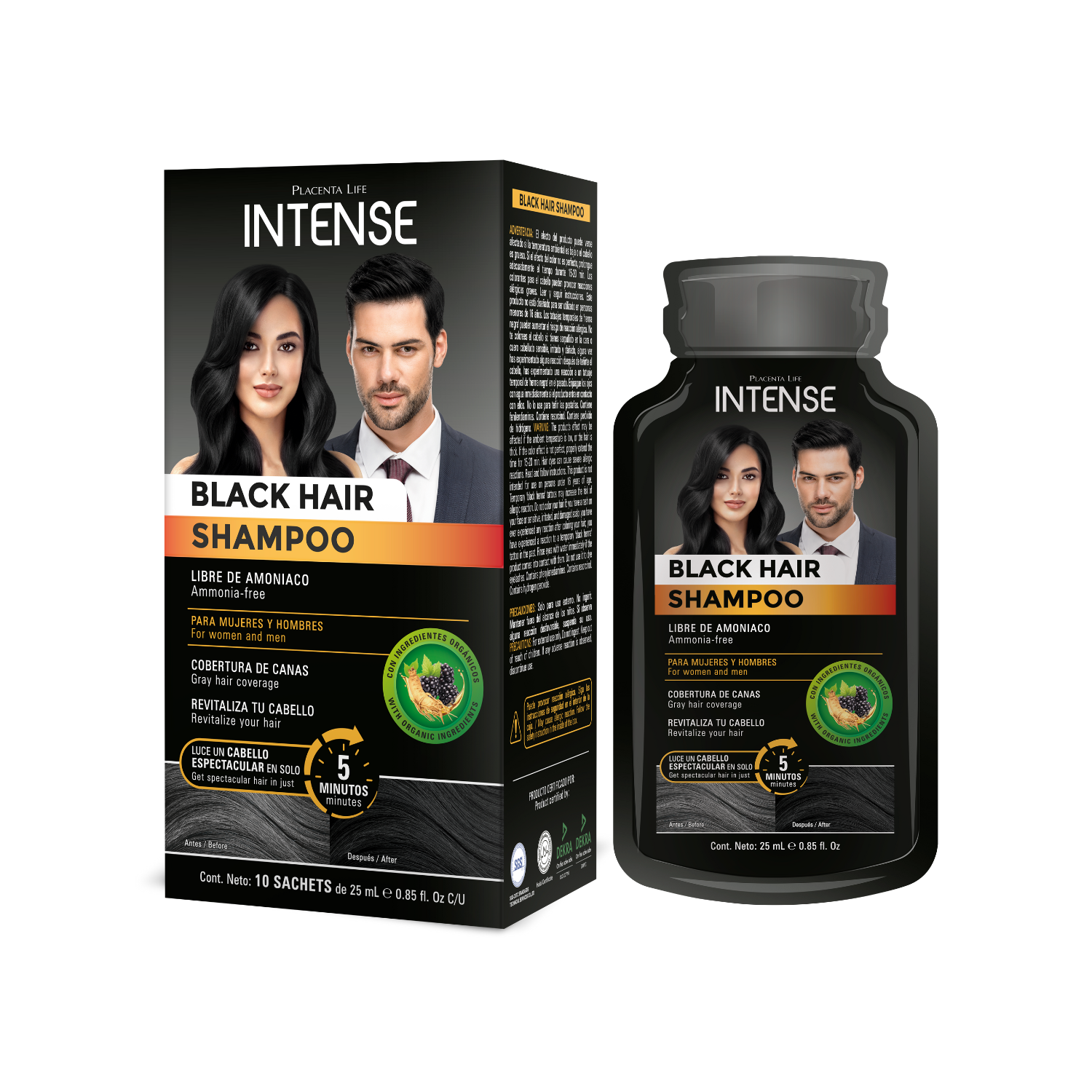 INTENSE BLACK HAIR SHAMPOO TINTE CAJA 10UND X 25ML - 1
