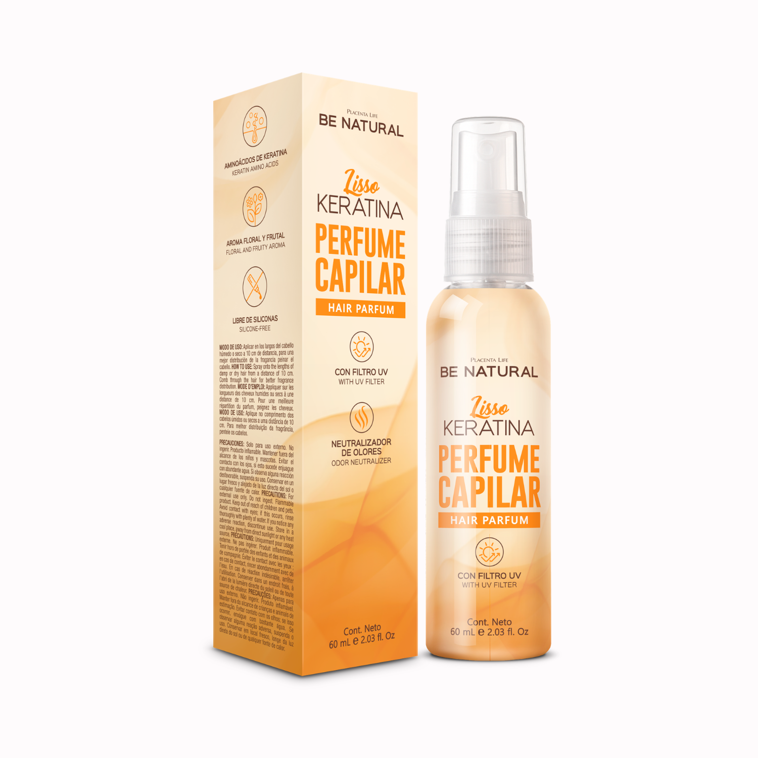 PERFUME CAPILAR LISSO KERATINA 60ML BE NATURAL - 1