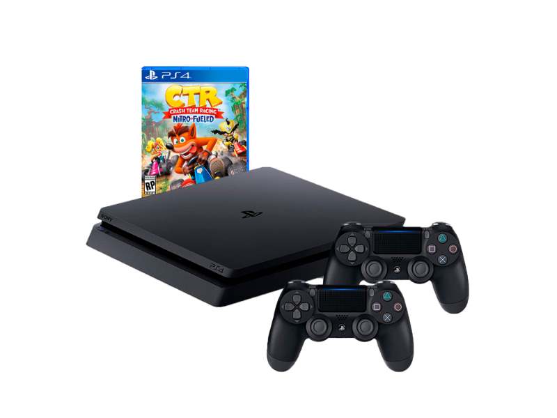 CONSOLA PLAYSTATION PS4 SONY SLIM 1TB CON 2 MANDOS + CRASH TEAM RACING NITRO REACONDICIONADA - 1