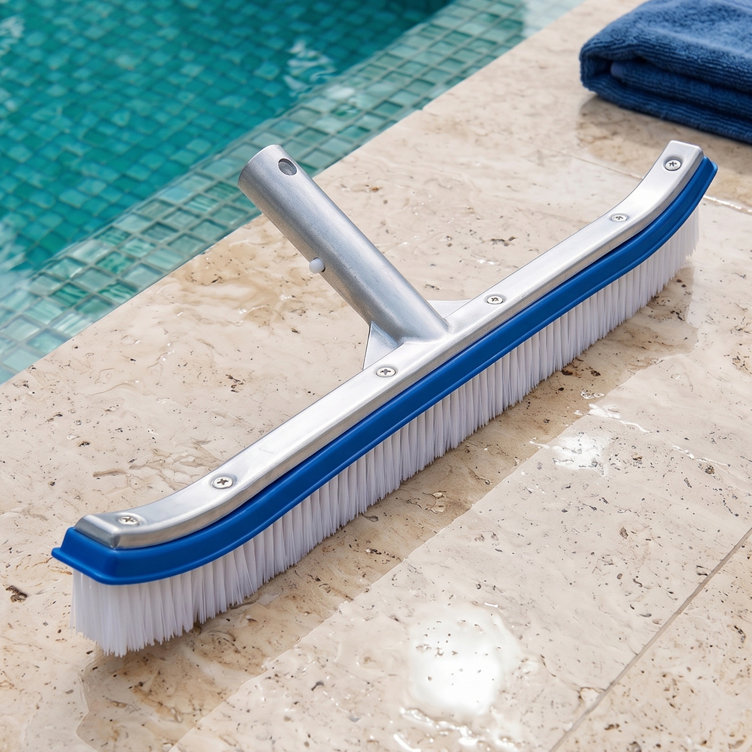 ESCOBILLA CON MANGO DE ALUMINIO PARA PISCINA 18 PULGADAS - 1
