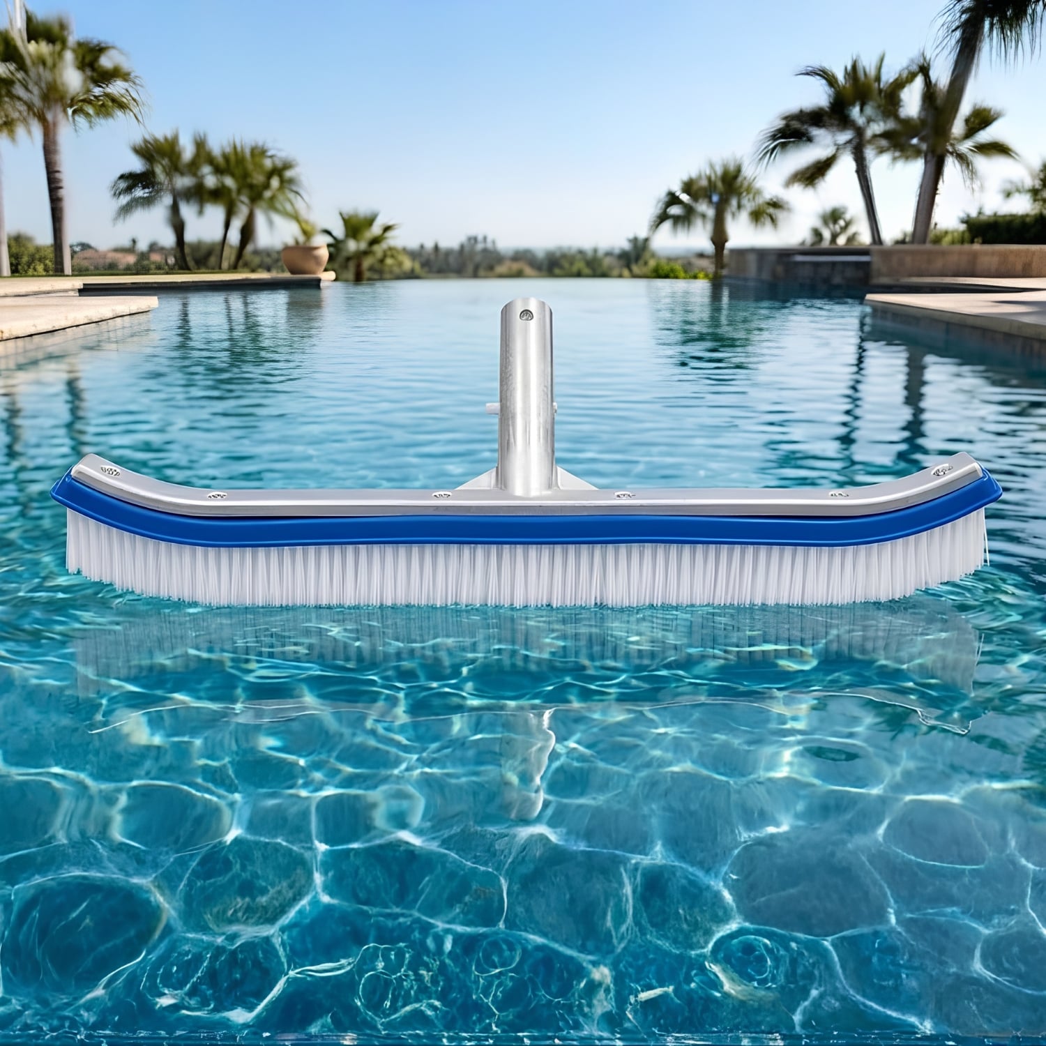 ESCOBILLA CON MANGO DE ALUMINIO PARA PISCINA 18 PULGADAS - 2