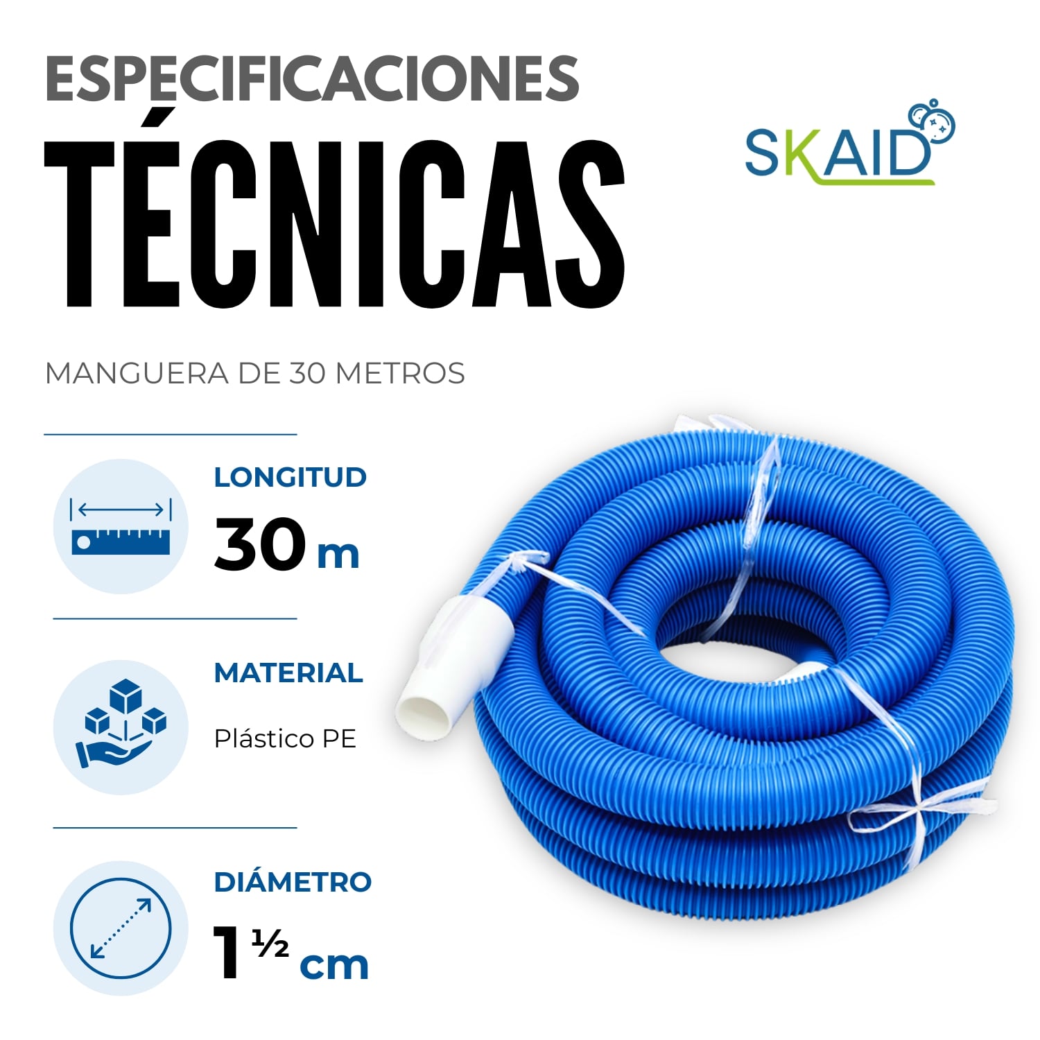 MANGUERA PARA ASPIRACIÓN DE PISCINA X 30 METROS - 4