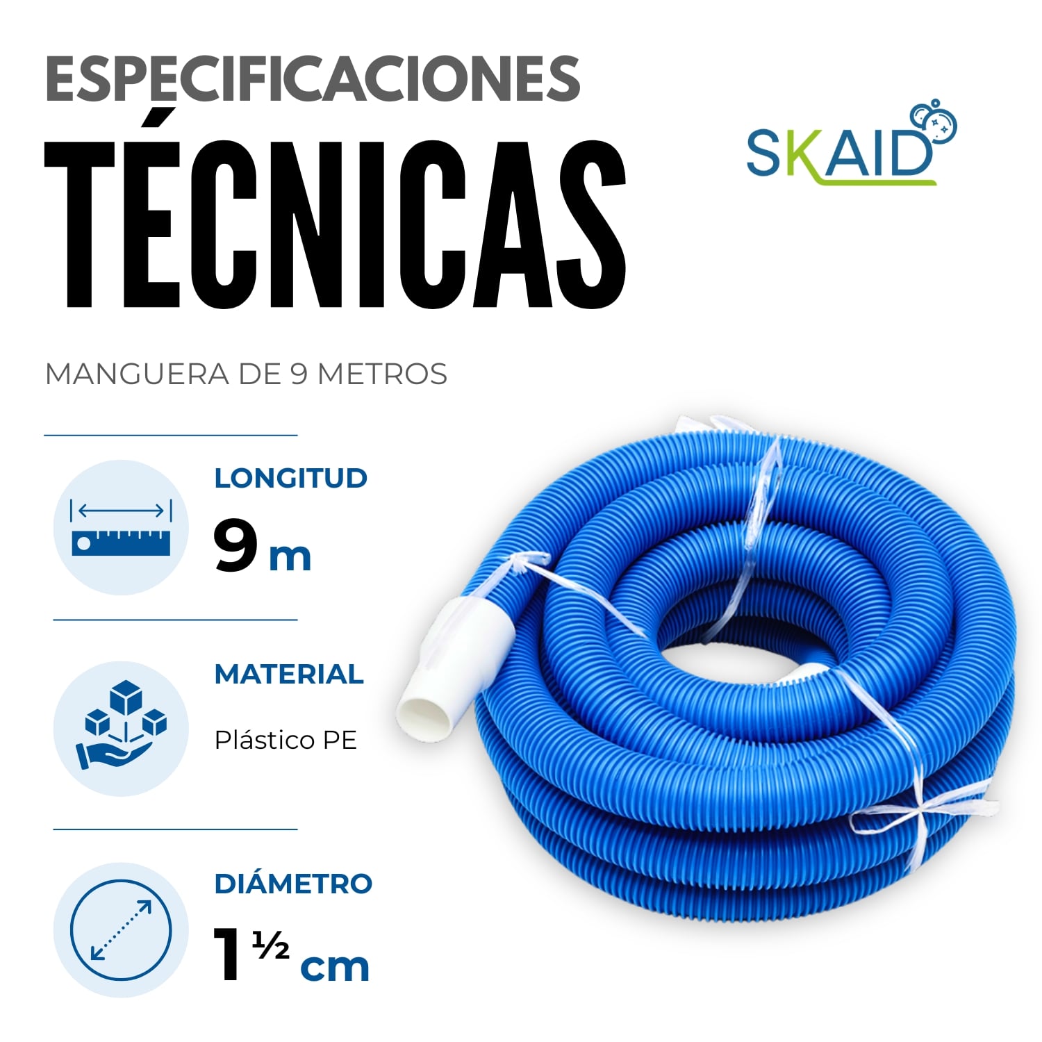 MANGUERA PARA ASPIRACIÓN DE PISCINA X 9 METROS - 4