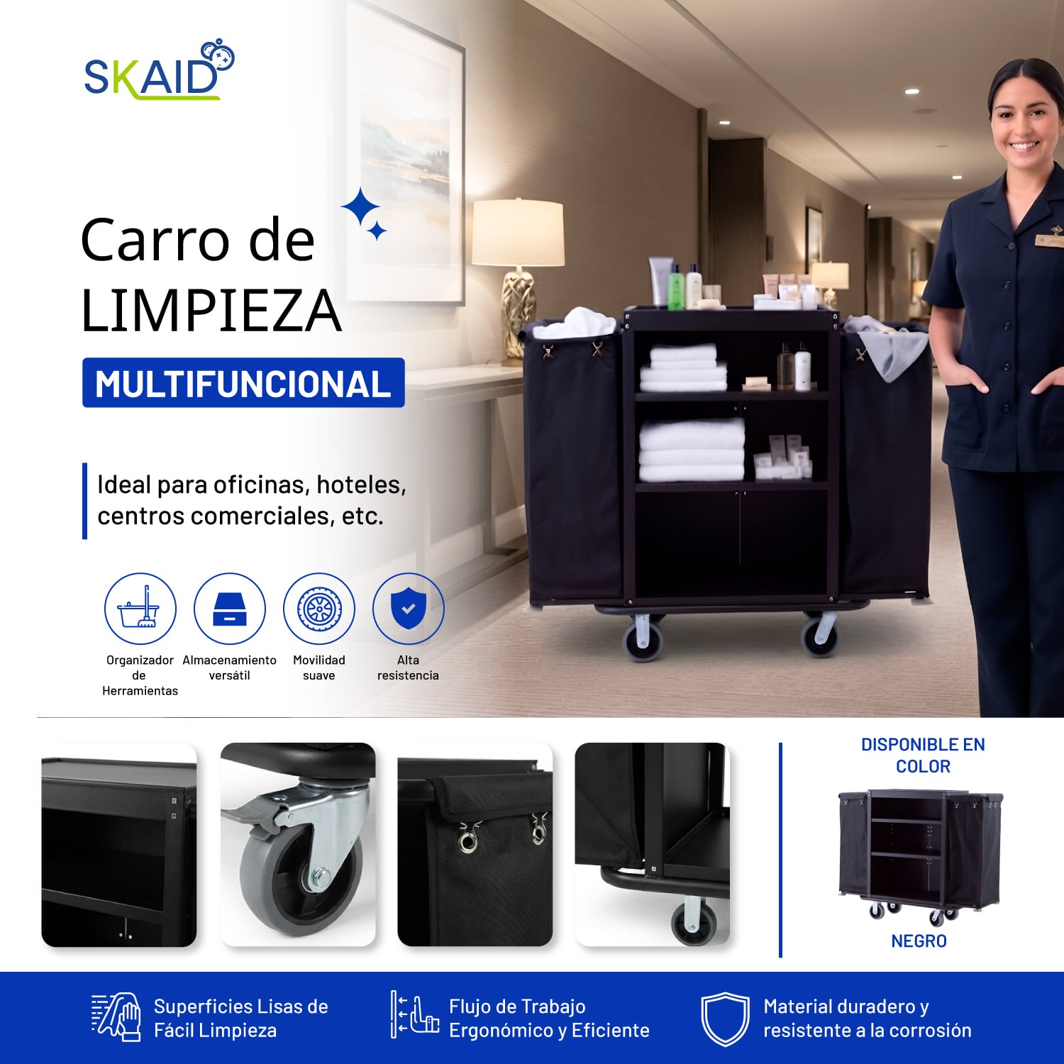 CARRITO DE LIMPIEZA MULTIFUNCIONAL PARA HOTELES - 1