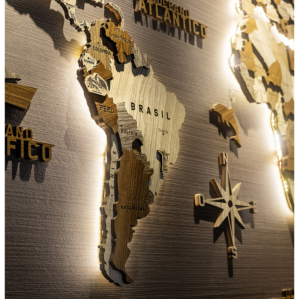 MAPA MUNDI 3D RETROILUMINADO - 3