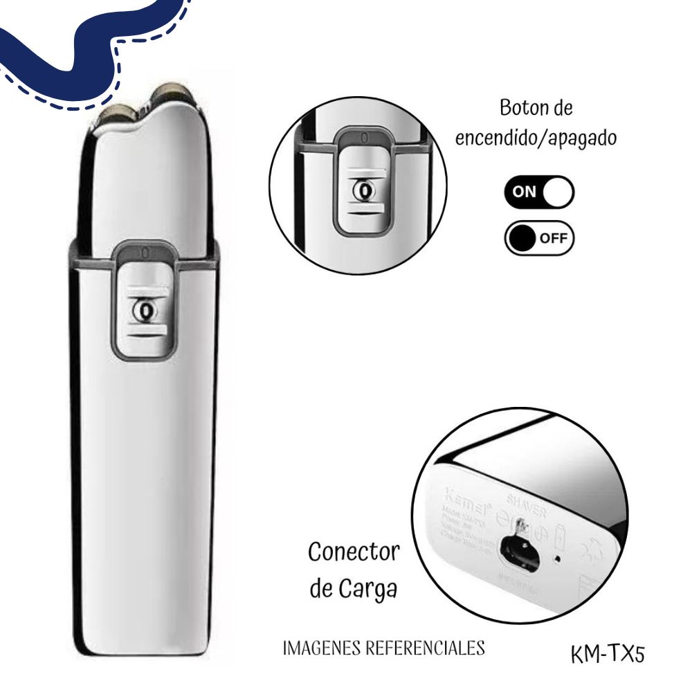 AFEITADORA KEMEI KM-TX5 SHAVER RECARGABLE - 3