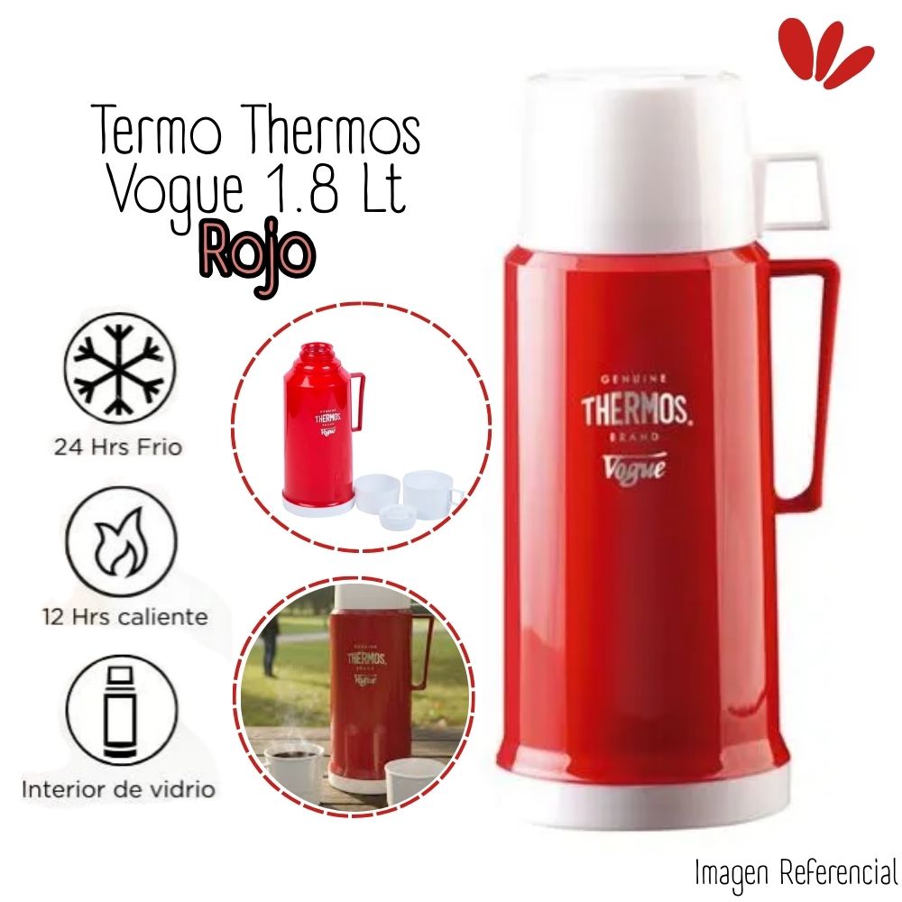 TERMO THERMOS 30-100 VIDRIO 1.80L VOGUE ROJO - 1