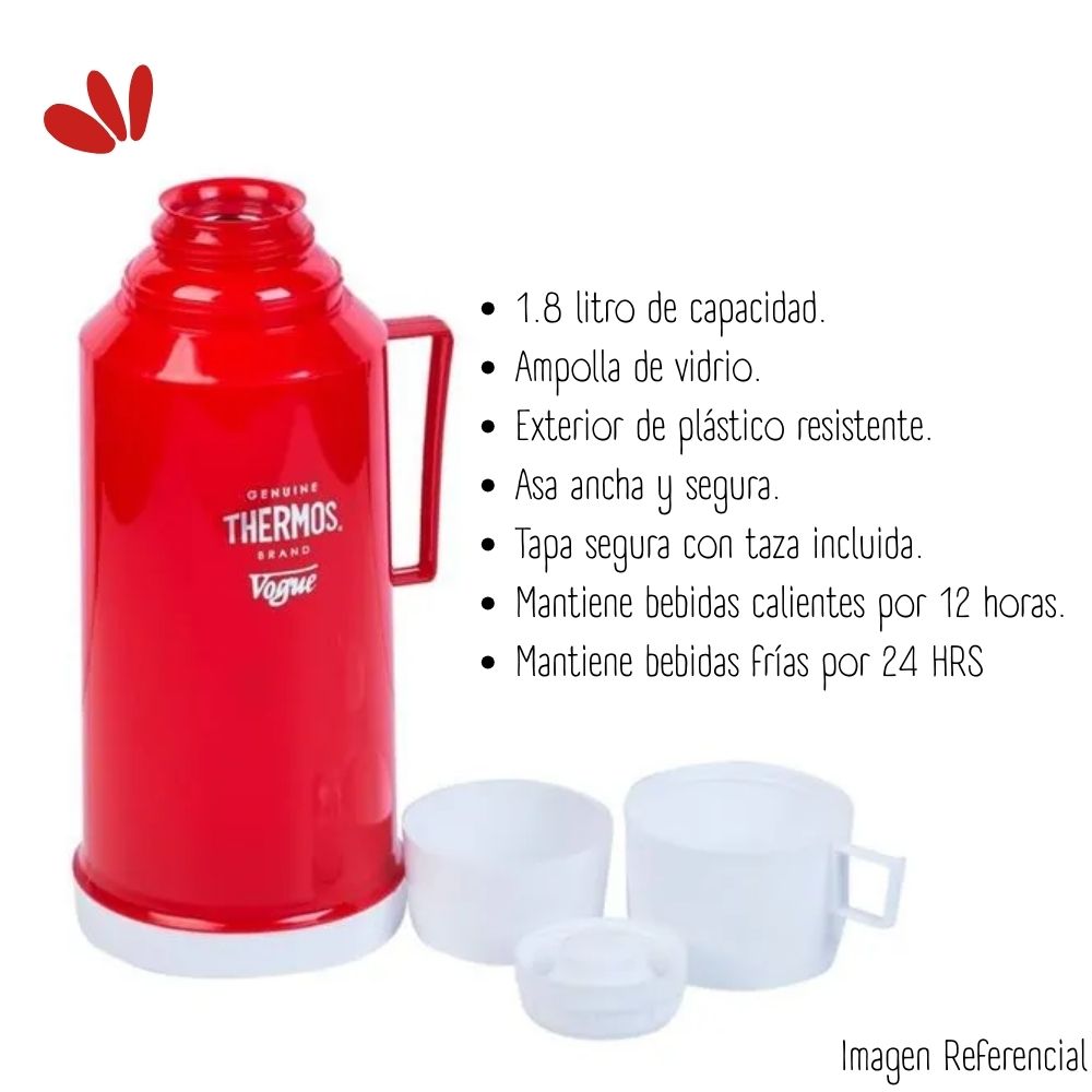 TERMO THERMOS 30-100 VIDRIO 1.80L VOGUE ROJO - 2