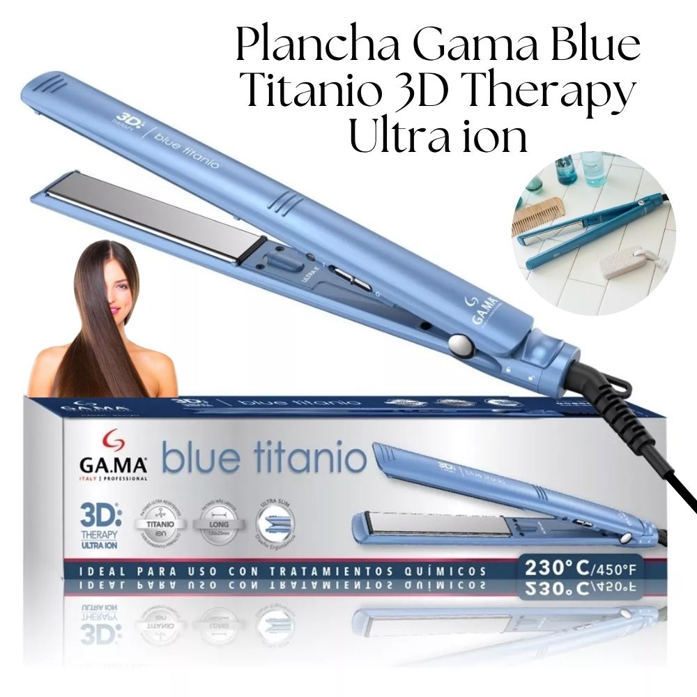 PLANCHA ALISADORA GAMA BLUE TITANIO 3D THERAPY ULTRA ION - ON/OFF - 1