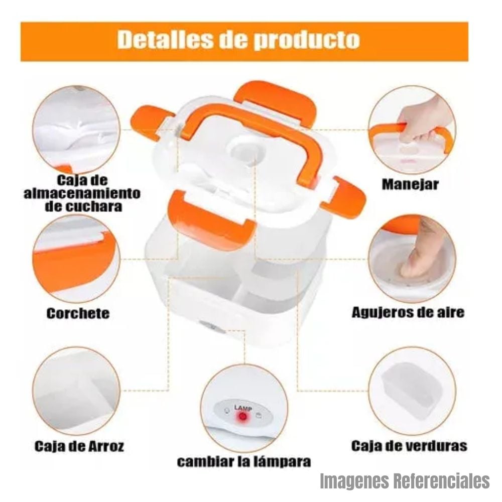 LONCHERA TAPER ELECTRICO PARA CALENTAR ALIMENTOS NARANJA - 2