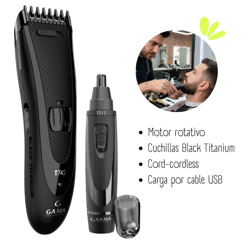 MAQUINA GAMA CLIPPER BLACK TITANIUM NASAL T744 - 2