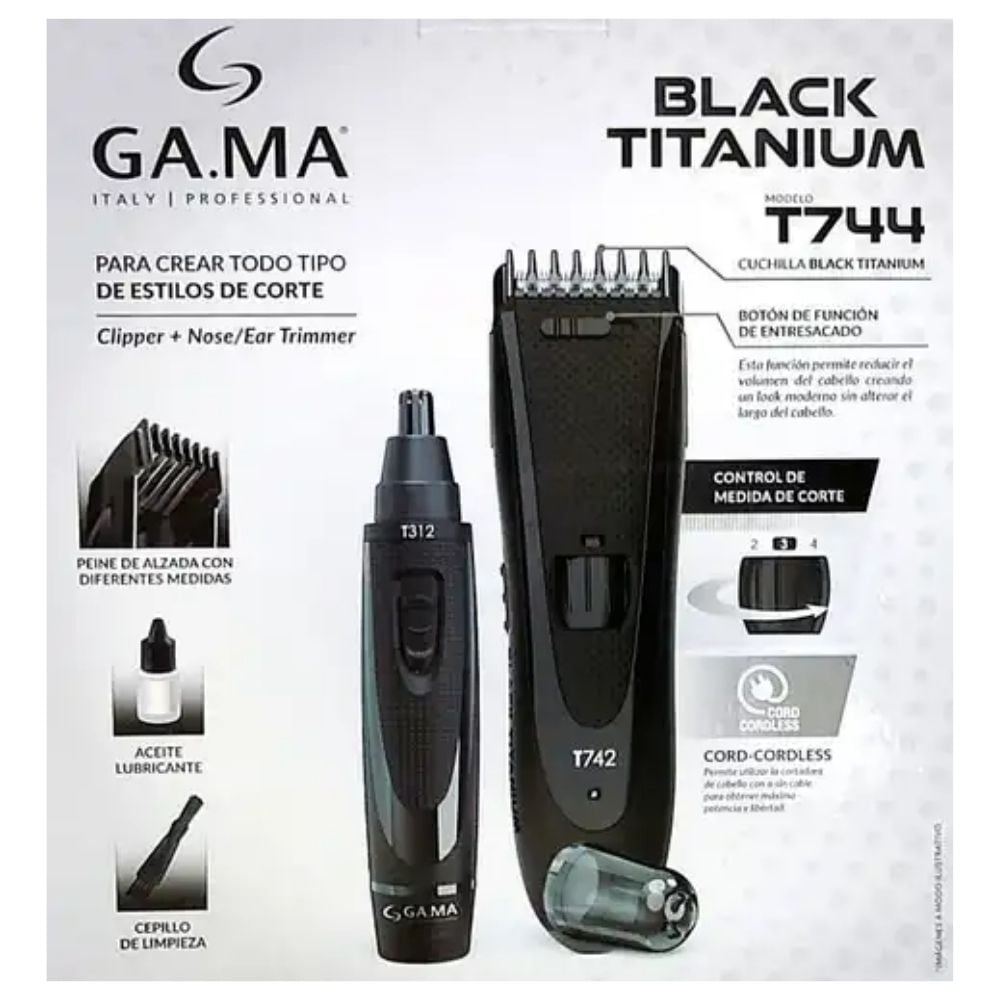 MAQUINA GAMA CLIPPER BLACK TITANIUM NASAL T744 - 4