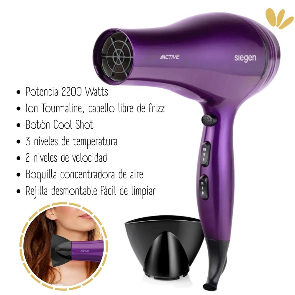 SECADORA CABELLO SIEGEN SG-3031 2200W DC-SG3031/MORADO - 2
