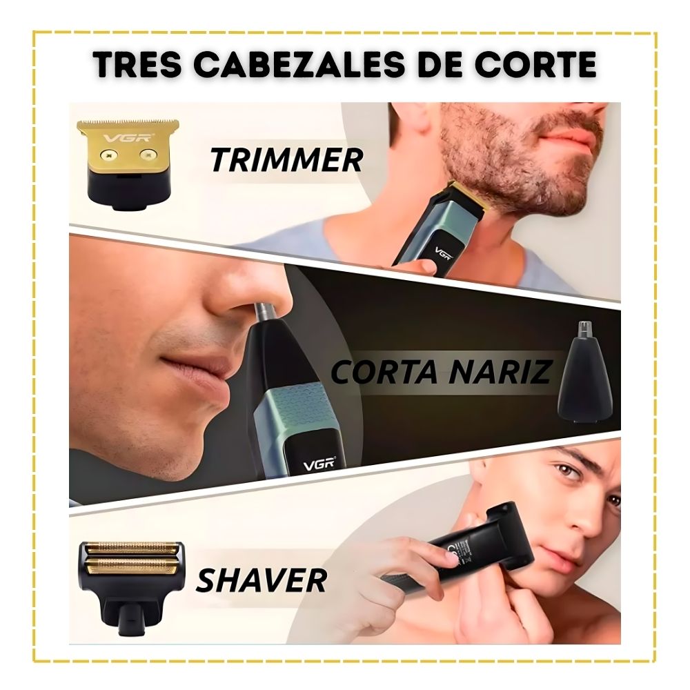 KIT CUIDADO PERSONAL MASCULINO 3 EN 1 VGR - V-366 DORADO - 5