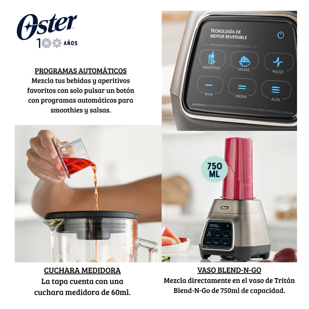 LICUADORA OSTER 1.5L CON TECNOLOGÍA REVERSIBLE + VASO - BLSTPYG1312XBG - 3
