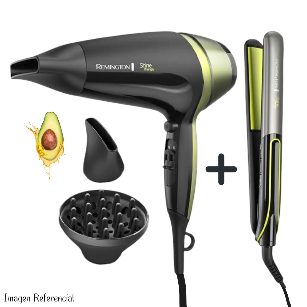COMBO PLANCHA ALISADOR REMINGTON SHINE THERAPY S12A Y SECADORA REMINGTON SHINE THERAPY D13A - S12AD13ASP - 2