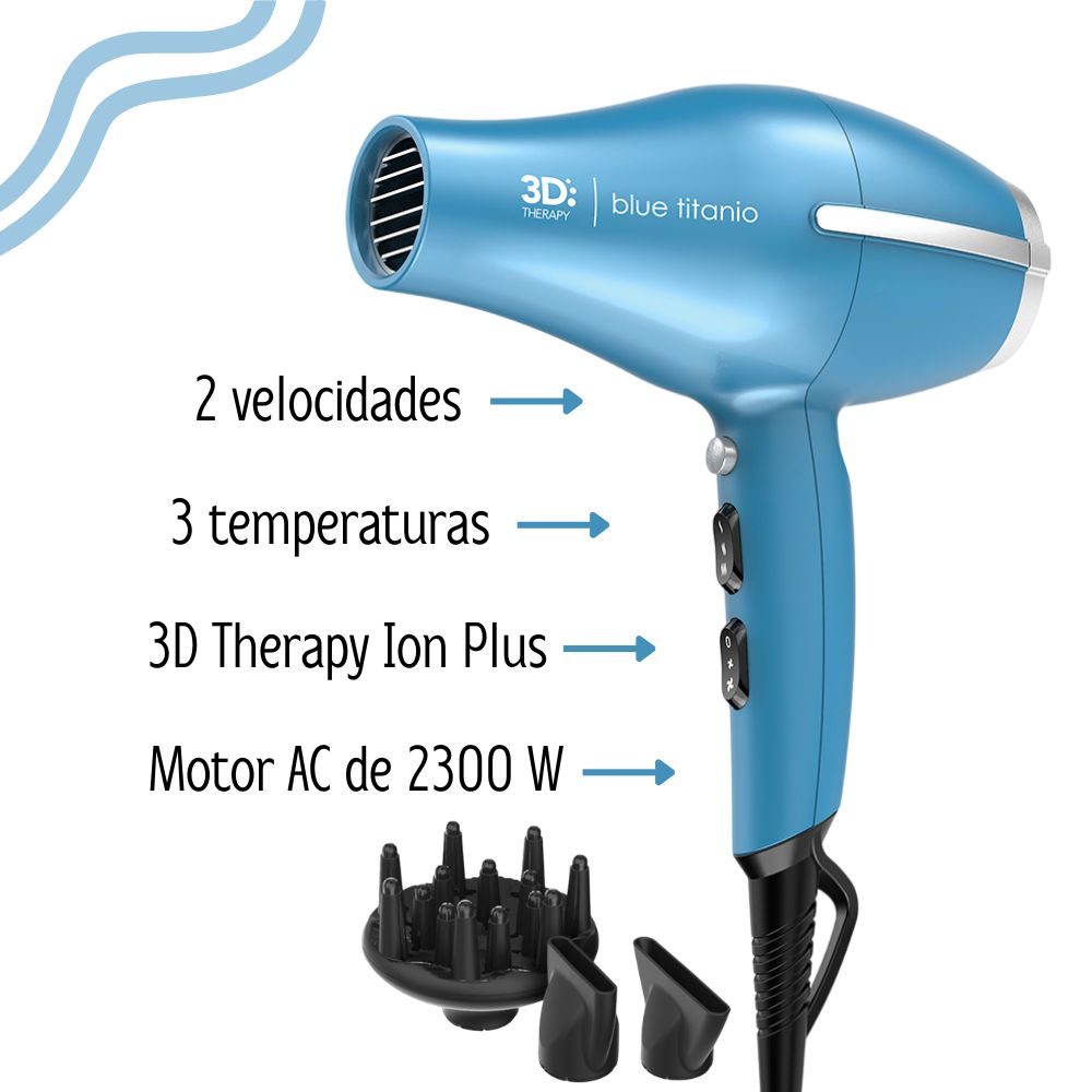 SECADORA GAMA BLUE TITANIO 3D THERAPY ANTI-FRIZZ - 2