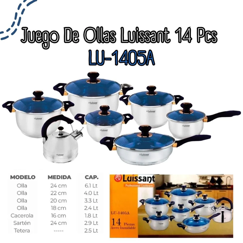 JUEGO DE OLLAS LUISANT AZUL LU-1405A - 1