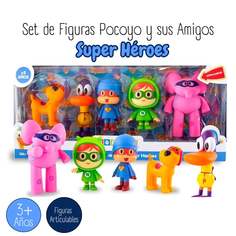 SET DE FIGURAS ARTICULABLES POCOYO Y SUS AMIGOS SUPER HÉROES - 1
