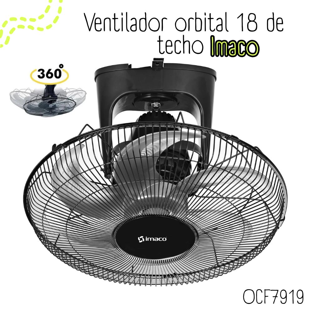VENTILADOR DE TECHO ORBITAL 360° OCF7919 NEGRO - 1