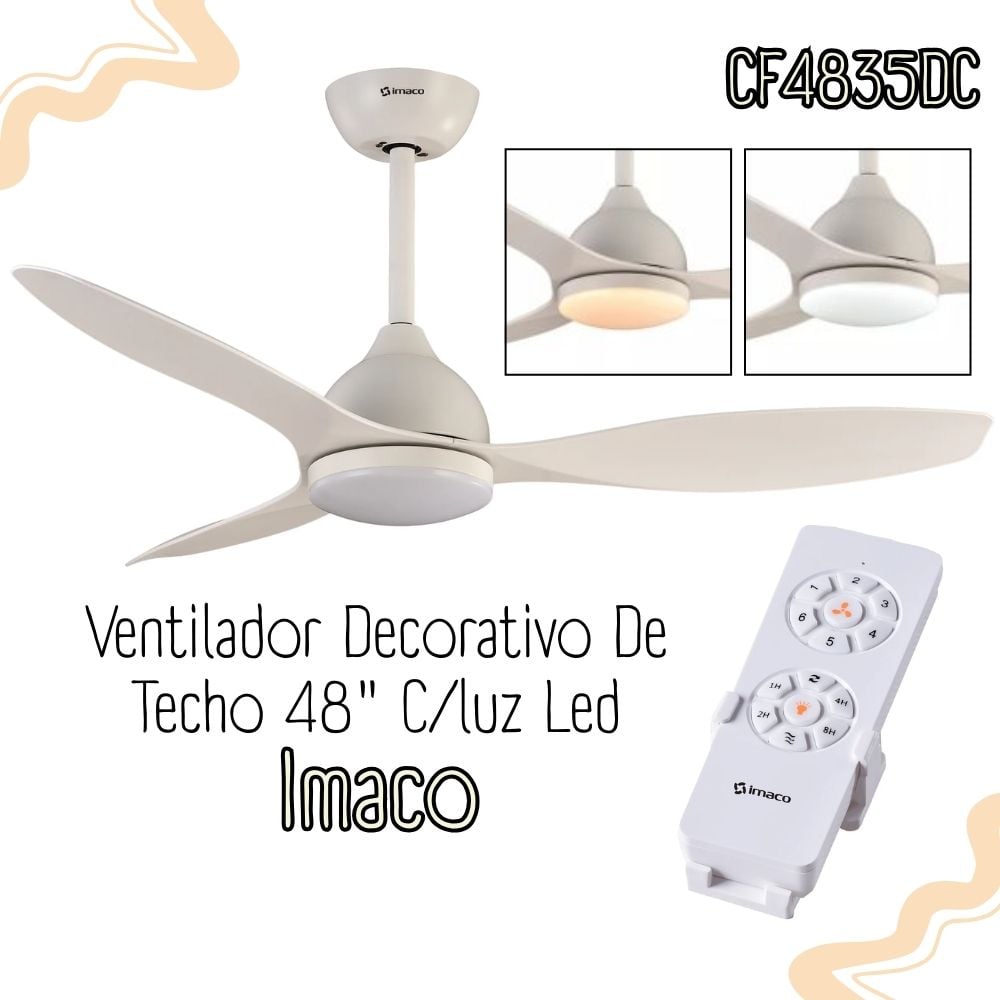 VENTILADOR DE TECHO 48 CON LUZ LED Y CONTROL REMOTO IMACO CF4835DC - 1