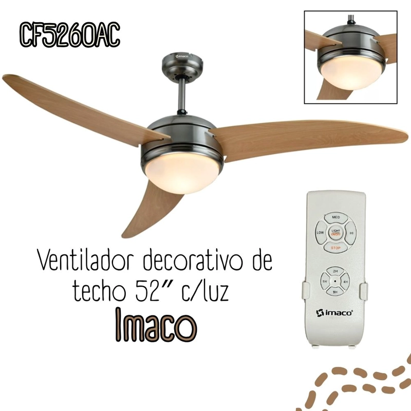 VENTILADOR DE TECHO 52 CON LUZ Y CONTROL REMOTO IMACO CF5260AC - 1