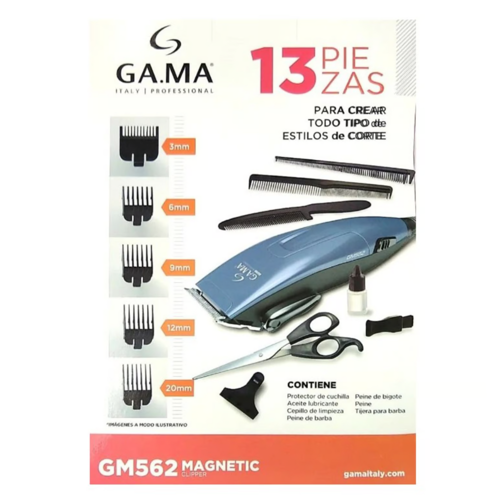 MAQUINA CORTADORA DE CABELLO GAMA CLIPPER MAGNETIC GM562 13 PIEZAS - 5