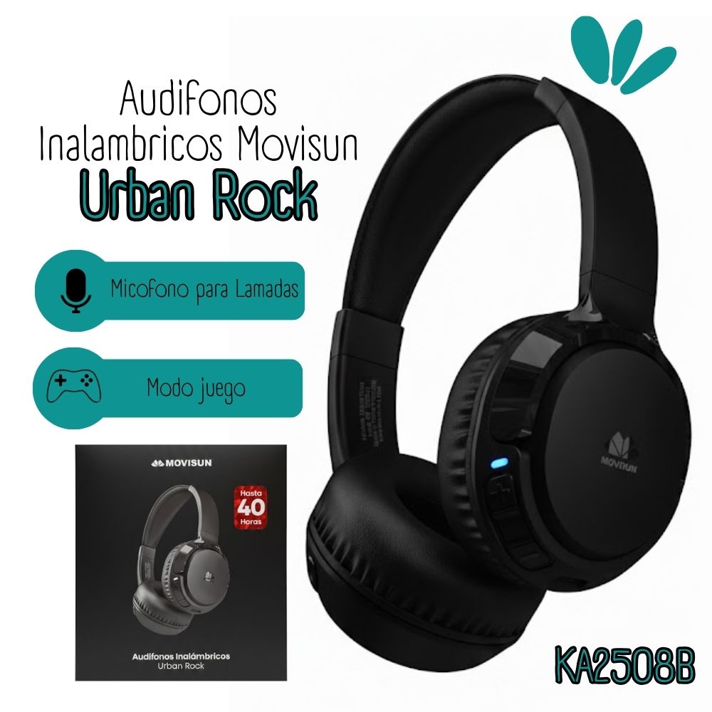 AUDÍFONO MOVISUN VINCHA URBAN ROCK 40H – NEGRO - 1
