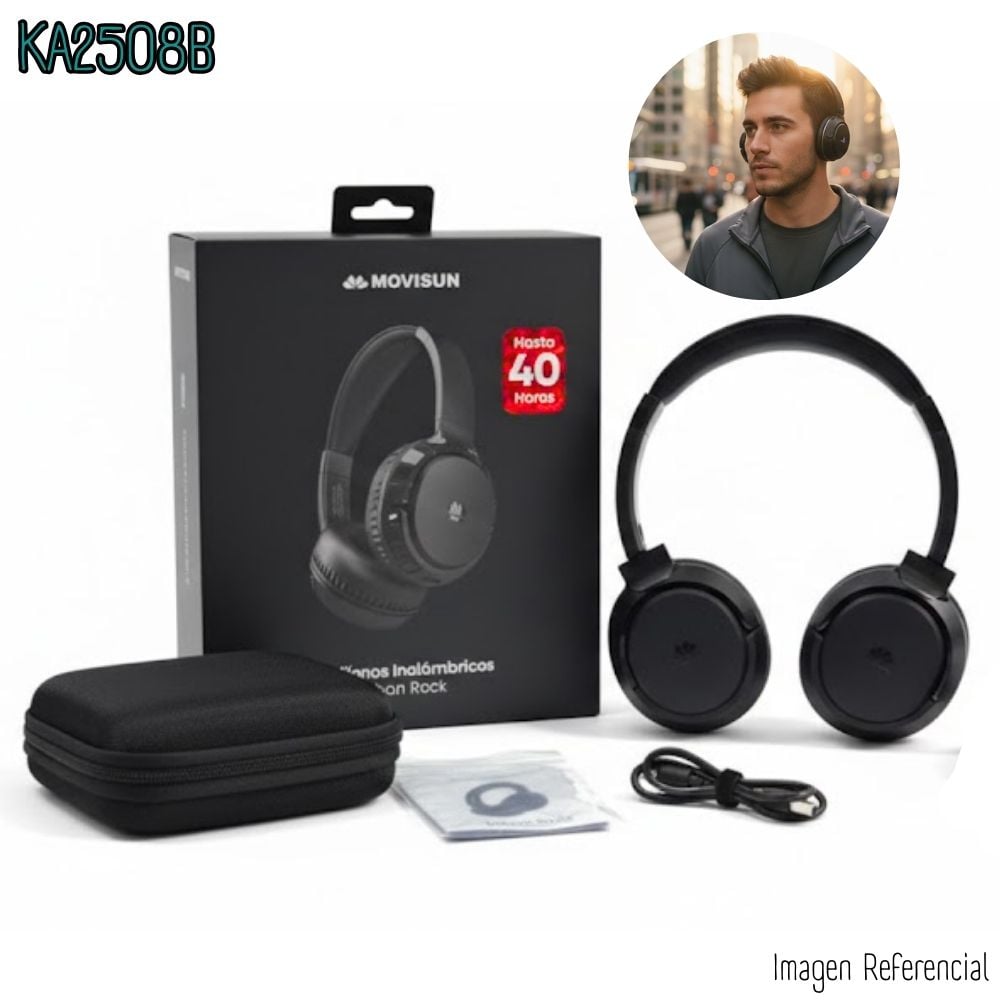 AUDÍFONO MOVISUN VINCHA URBAN ROCK 40H – NEGRO - 3