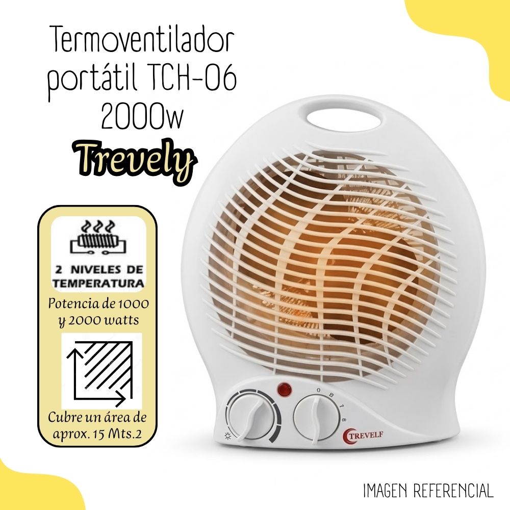 TERMO VENTILADOR PORTÁTIL TREVELY 2000 WATTS TCH-06 - 1