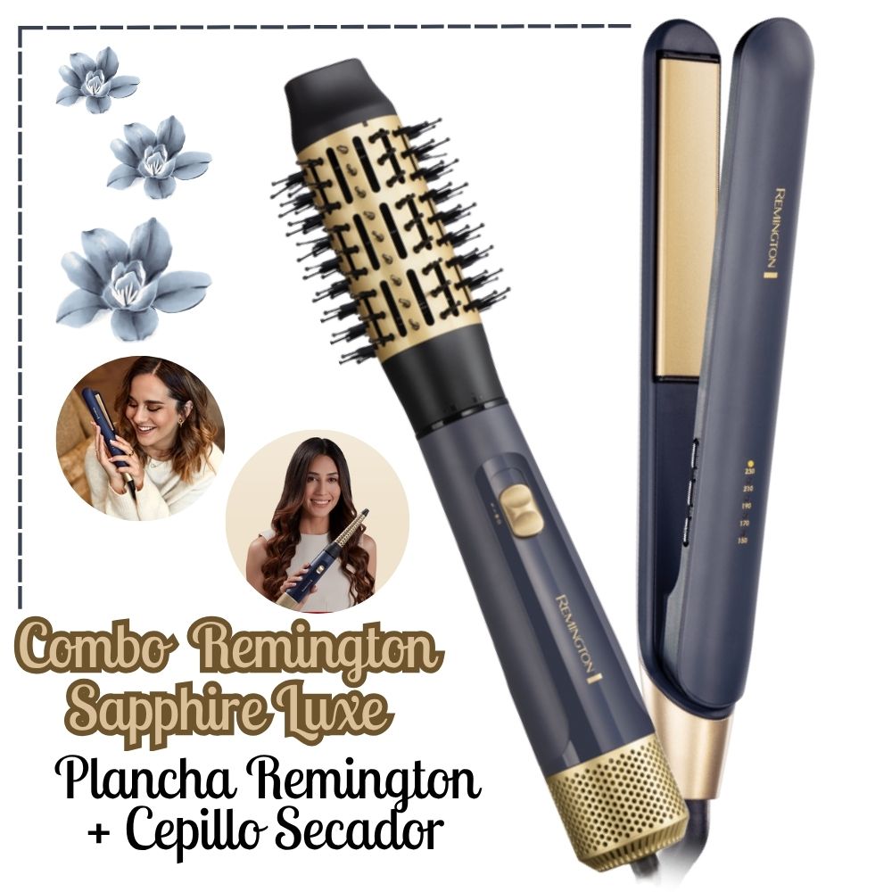 COMBO REMINGTON SAPPHIRE LUXE PLANCHA S5805 + CEPILLO SECADOR REMINGTON - 1