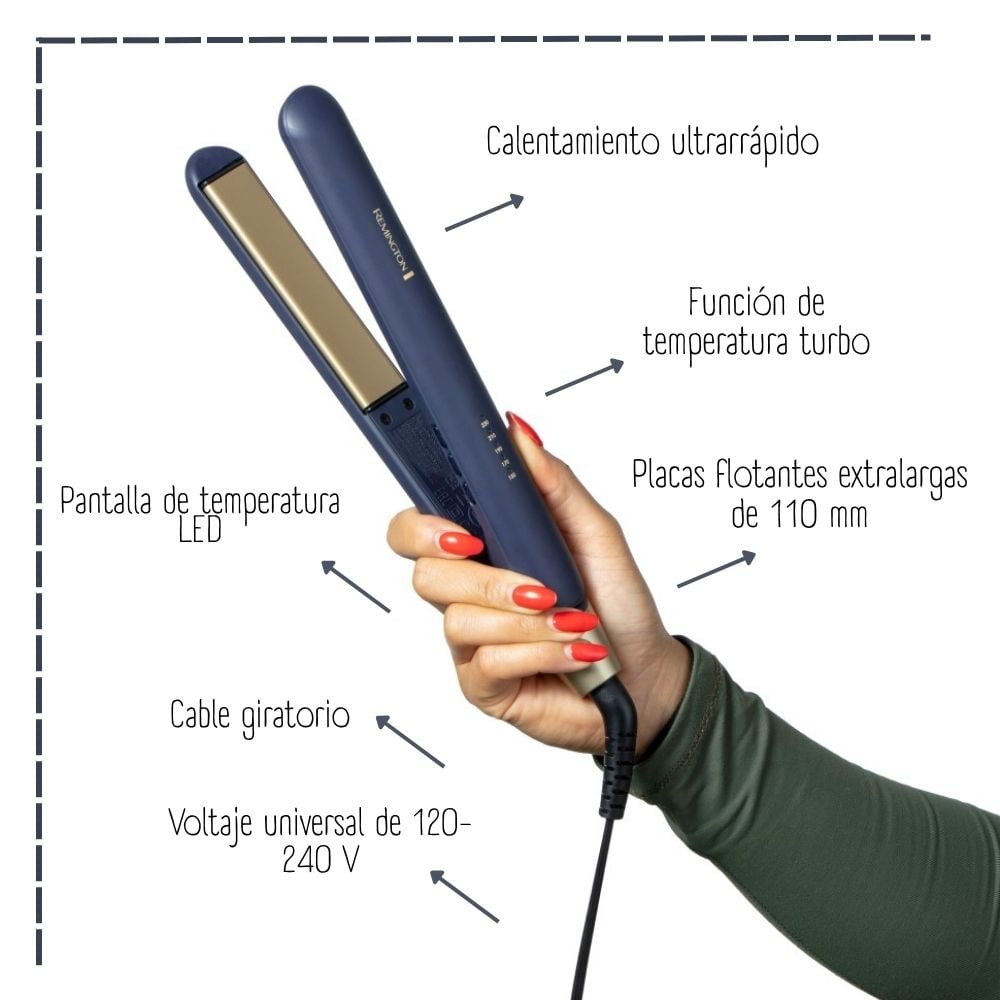 COMBO REMINGTON SAPPHIRE LUXE PLANCHA S5805 + CEPILLO SECADOR REMINGTON - 4