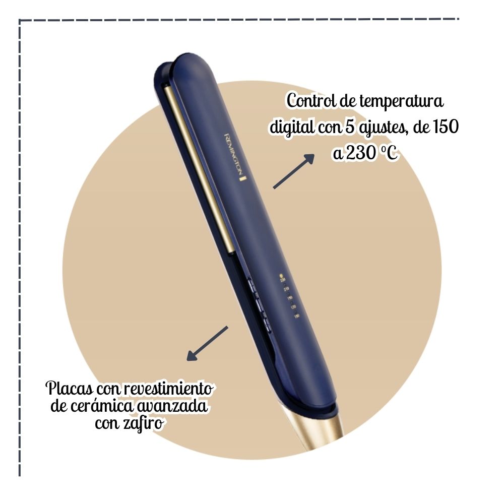 COMBO REMINGTON SAPPHIRE LUXE PLANCHA S5805 + CEPILLO SECADOR REMINGTON - 6