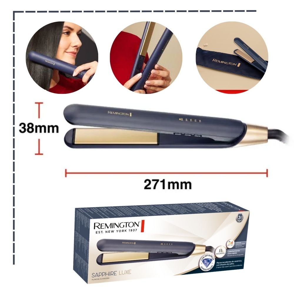 COMBO REMINGTON SAPPHIRE LUXE PLANCHA S5805 + CEPILLO SECADOR REMINGTON - 8