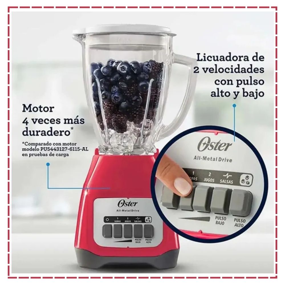LICUADORA OSTER KALIMAN 2 VELOCIDADES MAS PULSADOR - SANDIA - 5