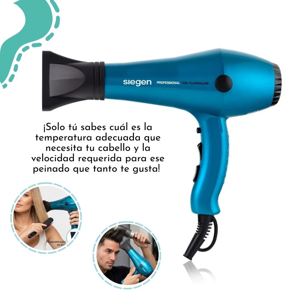 SECADOR DE CABELLO SIEGEN 2000 WATTS SG-3049C02 - CELESTE - 5