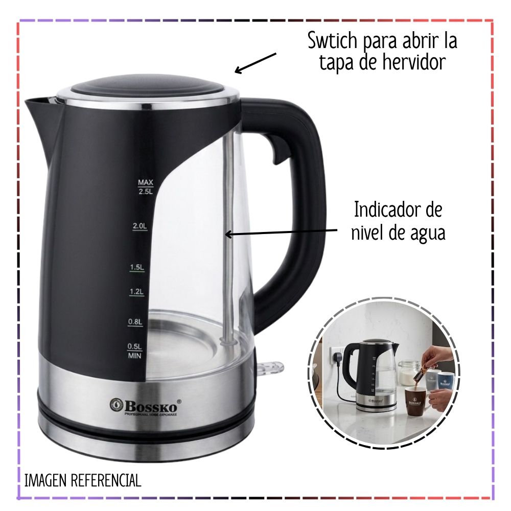 HERVIDOR ELECTRICO BOSSKO 2.5 L BK-284HV - 2