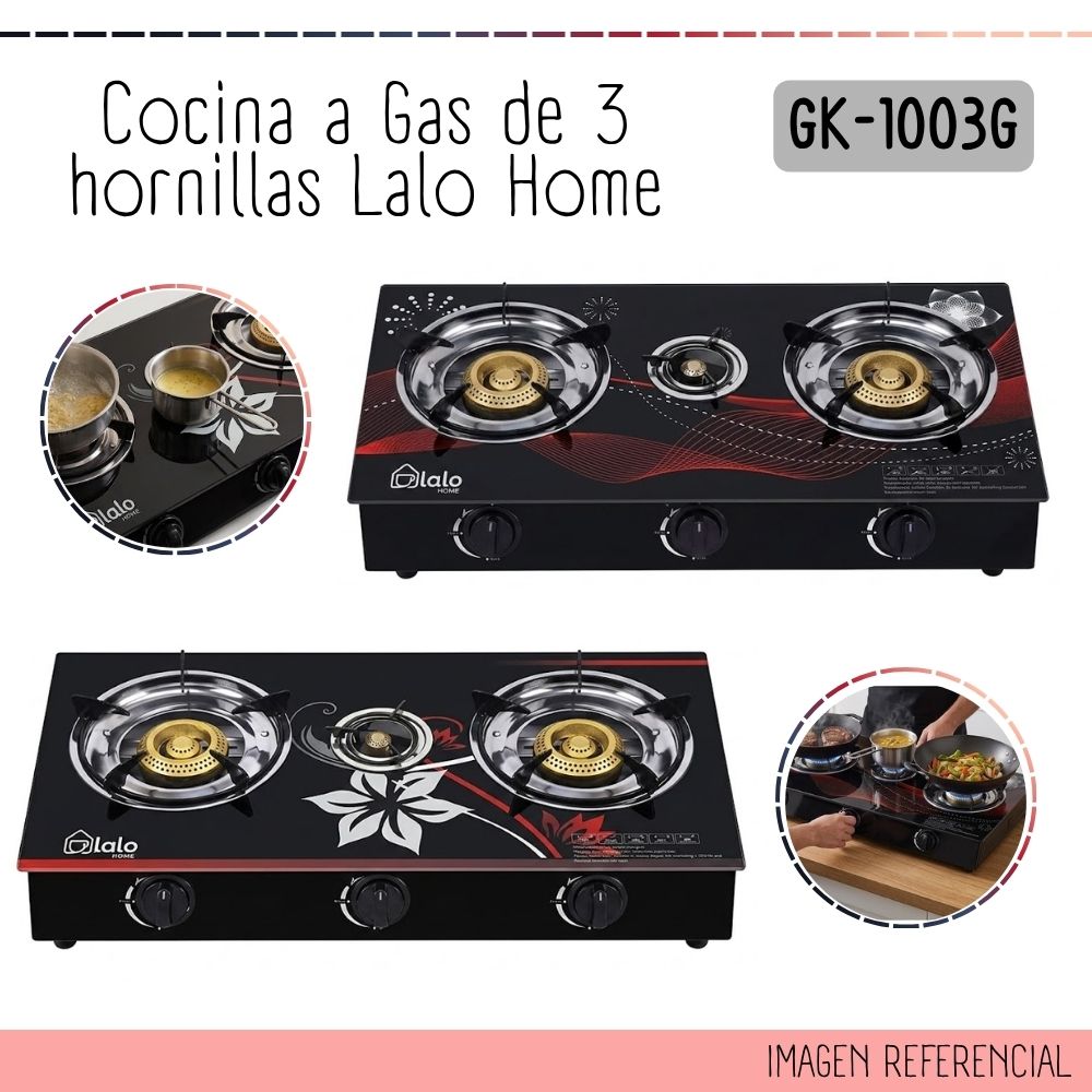 COCINA LALO HOME A GAS 3 HORNILLAS GK-1003GR - 1